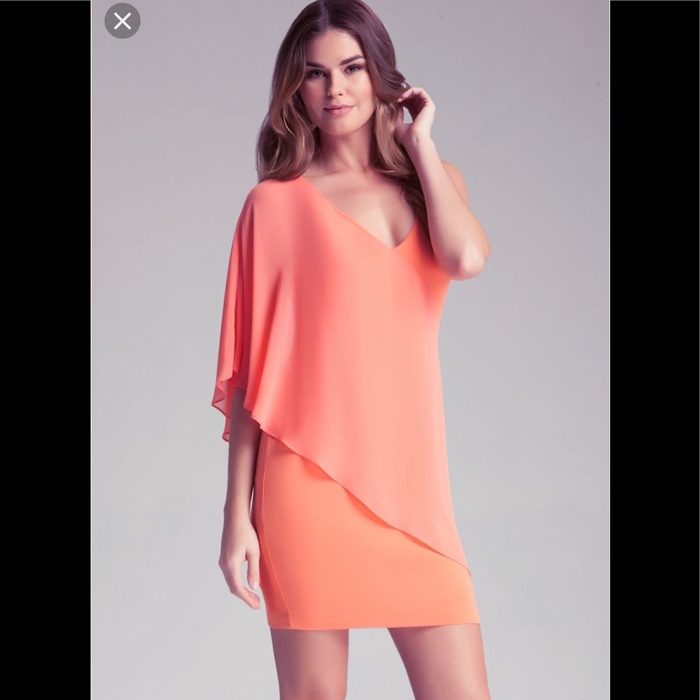Bebe Asymmetrical flutter dress